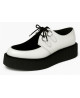 Creepers Leder Weiß und Samt Schwarz – klarer Rockstil