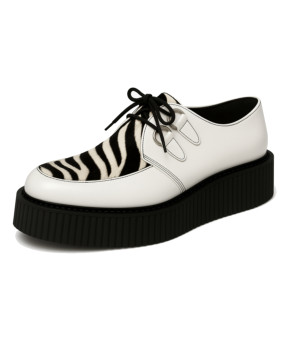 Creepers Leder Weiß und Zebrafell – grafischer Wildstil