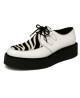 White leather and zebra Creepers – bold graphic style