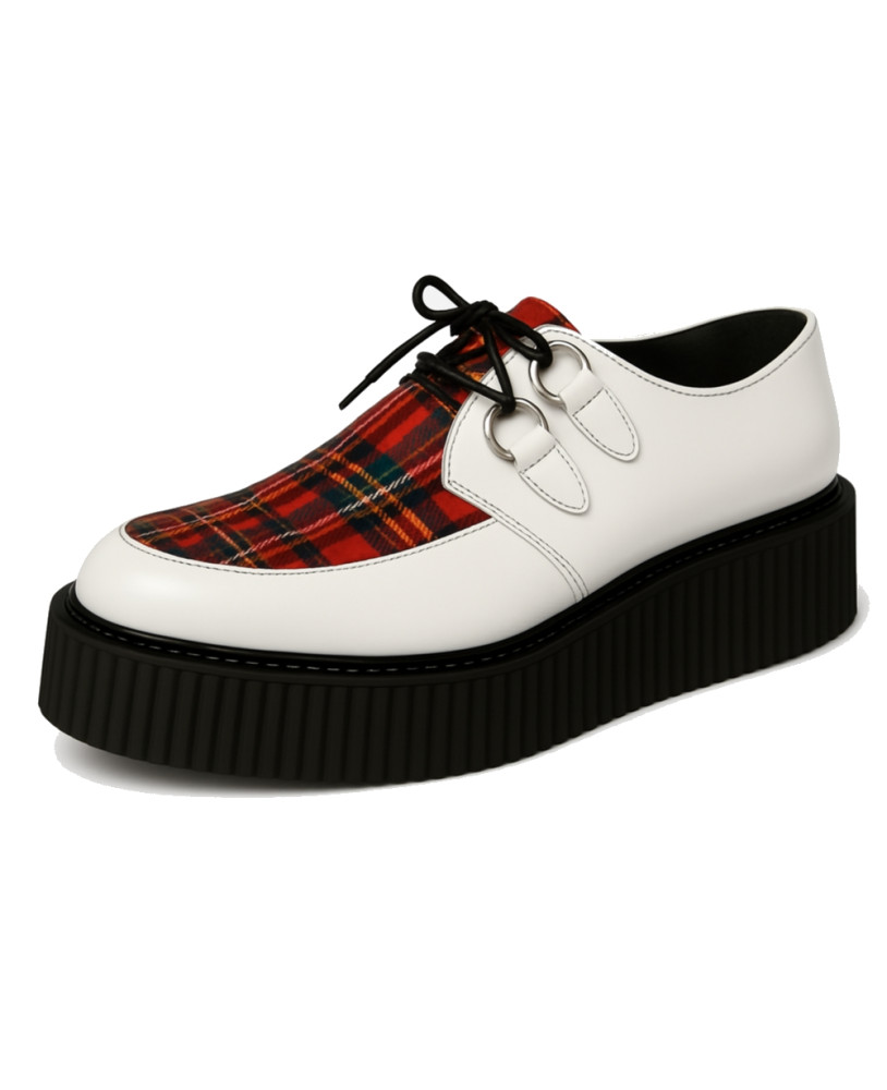 Creepers blanco y tartán rojo – estilo punk escocés