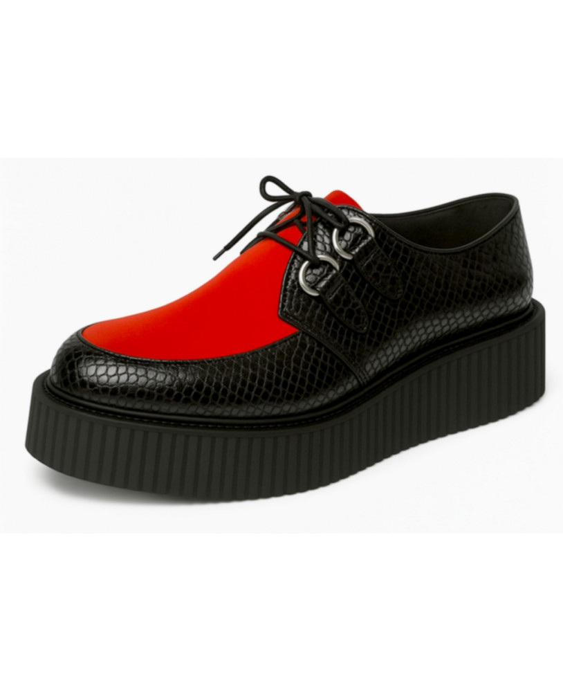 Creepers pitón negro y terciopelo rojo – glamour oscuro