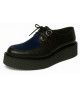Black python-effect and navy velvet double-sole creepers