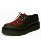 Black python-effect creepers with red Scottish fabric