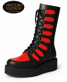 Creepers-Stiefel Leder schwarz rot Nevermind alternative Plattform