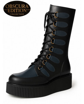 Nevermind creeper boots black navy leather Obscura Edition massive platform