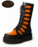 Bottes creepers Nevermind cuir noir orange Collection Obscura Edition plateforme massive alternative