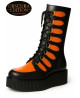 Bottes creepers Nevermind noir orange verni Obscura Edition anneaux argent plateforme massive