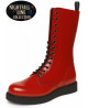 Red Nightfall Line boot with lacing and 3 cm creeper sole.