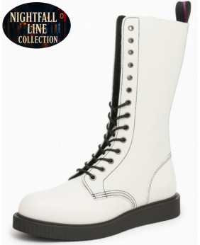 Stivale bianco Nightfall Line con lacci e suola 3 cm.