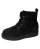 Black suede creeper boots with D-rings and 3 cm sole.
