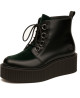 Botas creepers Nevermind en cuero negro y terciopelo verde