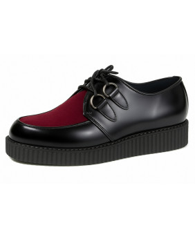 Creeper suola semplice pelle nera velluto bordeaux.