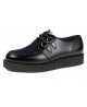 Simple-sole black leather creeper with navy velvet.