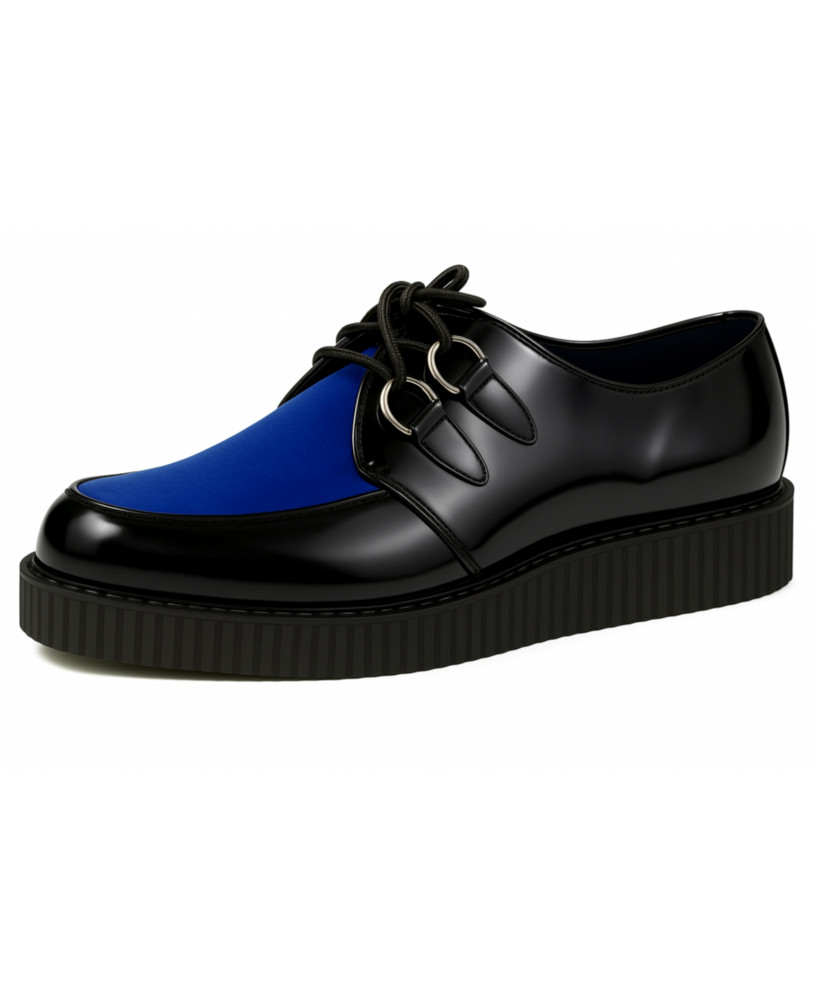 Creepers simple semelle cuir noir velours bleu royal Nevermind