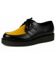 Creeper simple semelle cuir noir velours jaune ocre.