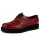 Creepers Bordeauxleder mit rotem Tartan.