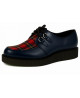 Creepers blu marine e tartan rosso.