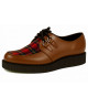 Creepers cuir marron et tartan simple semelle.