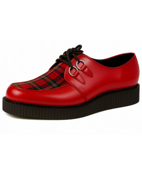 Red leather tartan single sole creepers.