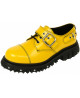 Scarpa rangers in pelle gialla con fibbie e viti decorative.