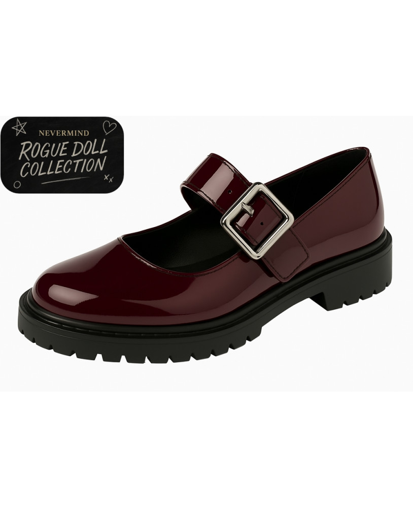Burgundy patent Mary Jane Rogue Doll by Nevermind