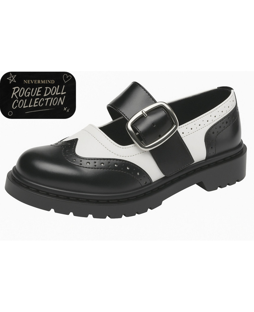Black white leather brogue Mary Jane Rogue Doll