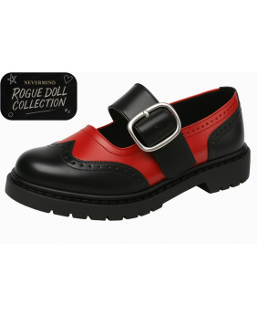 Mary Jane cuir brogue rouge et noir Rogue Doll