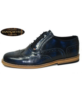 Patinated midnight blue Dandy Revival shoe profile Nevermind