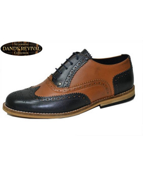 Zapato camel y negro Dandy Revival perfil Nevermind
