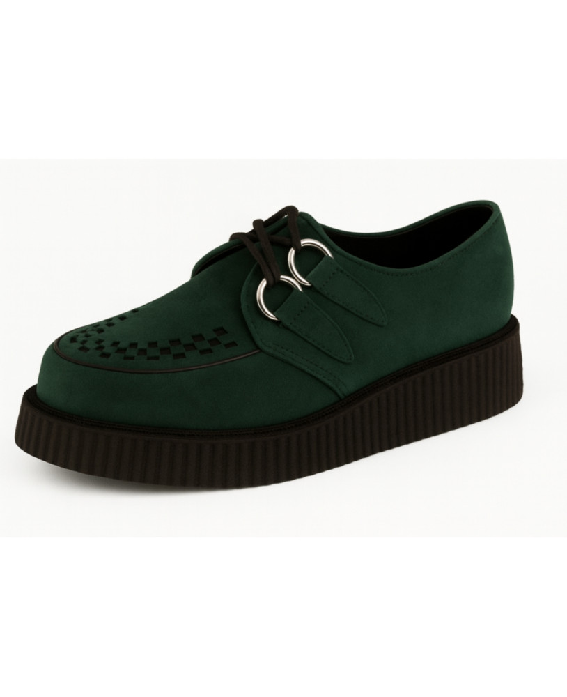 Dark green velvet creepers by Nevermind, goth-punk style