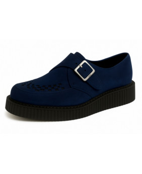 Navy velvet creepers with metal buckle