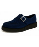 Navy velvet creepers with metal buckle