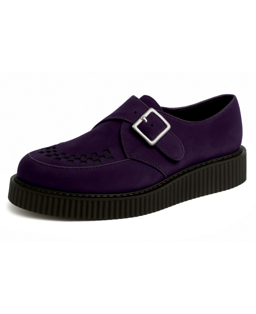 Purple velvet creepers with metal buckle