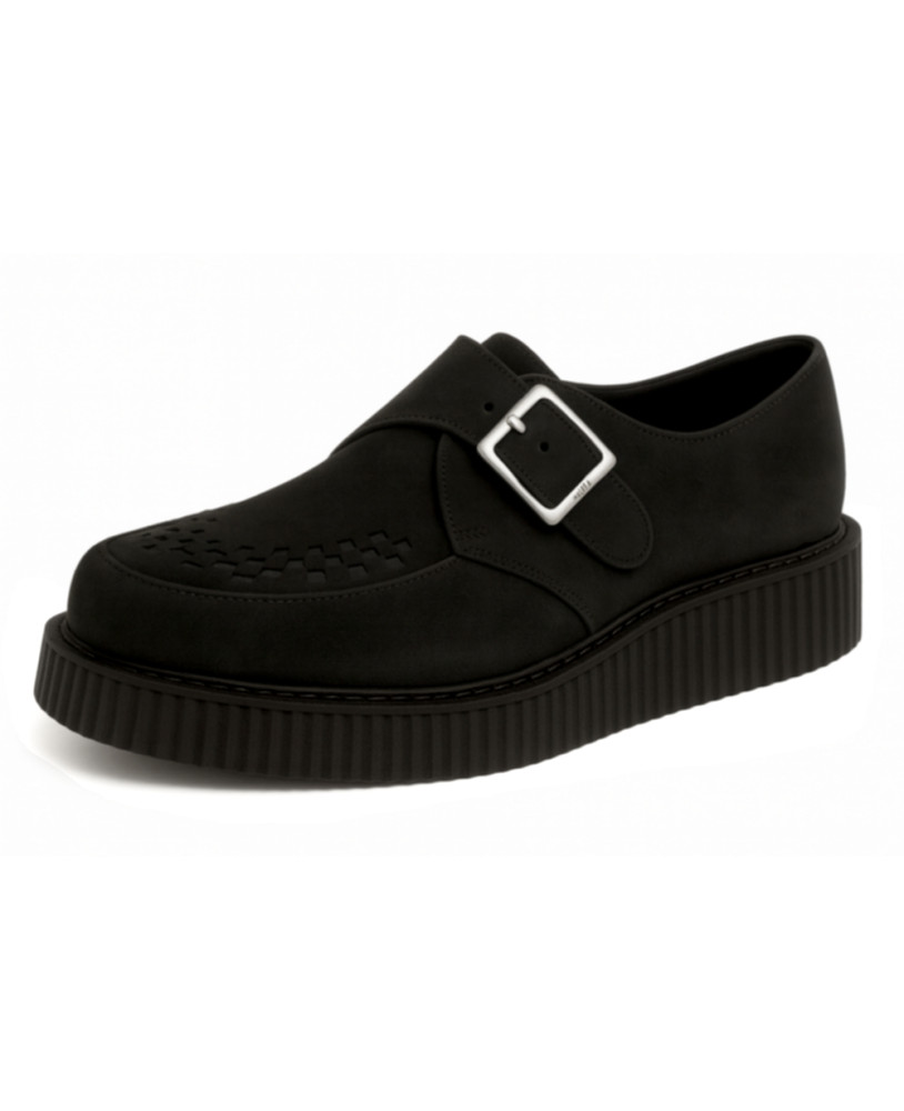 Creepers noir velours à boucle, style goth-rock
