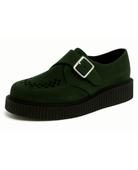 Creepers à simple semelle, tige en velours vert, modèle à boucle