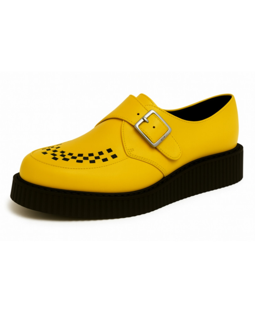 Simple-sole yellow leather creepers by Nevermind with buckle