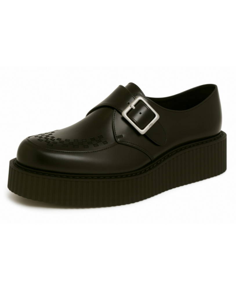 Creepers double semelle cuir noir Nevermind à boucle
