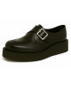 High-sole black leather creepers by Nevermind with buckle