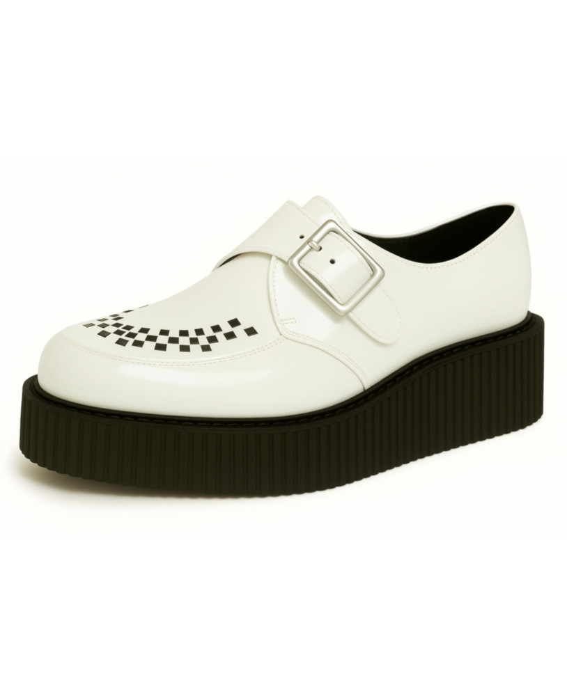 Creepers double semelle cuir verni blanc Nevermind