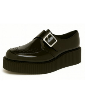 Creepers double semelle cuir verni noir Nevermind
