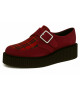 Burgundy suede double-sole creepers with red tartan