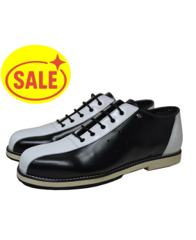 Chaussure de bowling cuir noir & blanc – semelle en Néolite – design rétro authentique