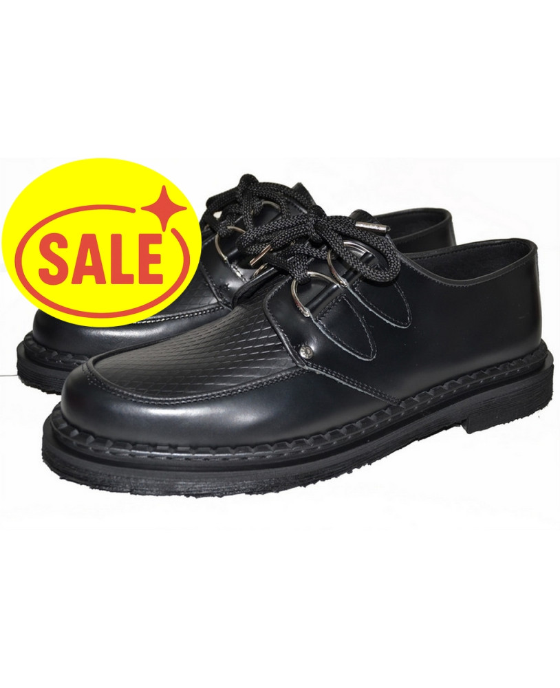 Schwarze Creeper-Lederschuhe – Runde Ösen – Nevermind