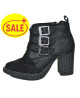 Black High-Heel Embossed Leather Boots with Metal Buckles – Nevermind