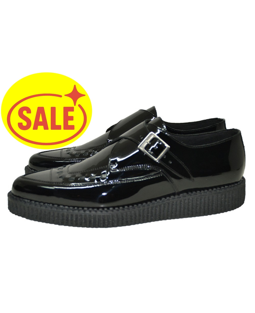 black patent Pointed creeper shoe in leather with single sole Nevermind