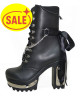 Bottines gothiques vegan noires à talon métallique, ruban et chaîne – Nevermind