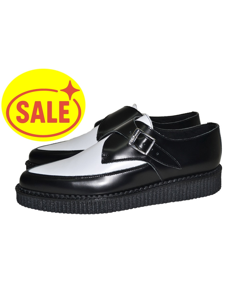 white and black Pointed creeper shoe in box leather with single sole Nevermind