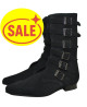 Black Gothic Suede Boots with 6 Metal Buckles – Dark Aristocratic Style – Nevermind