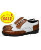 Brown and white Derby shoe in grained leather Nevermind