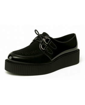 Creepers Nevermind double semelle 5 cm verni suédine noir